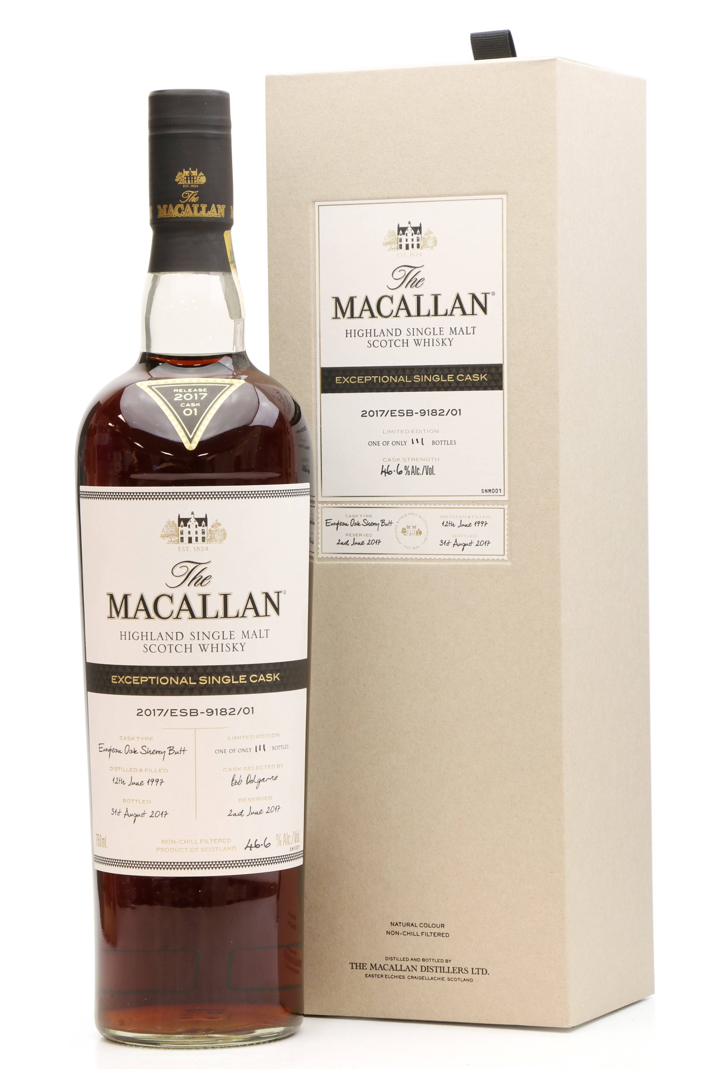 Macallan 1997 2017 Exceptional Single Cask No 9182 01 Us Import Just Whisky Auctions