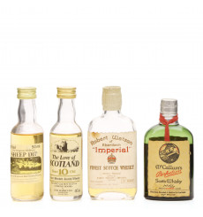Assorted Miniatures X4 Incl Imperial Flat Miniature 70° Proof