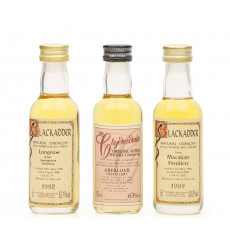 3 Single Malt Scotch Whisky Miniatures including Macallan 1989 BlackAdder (3 x 5cl)