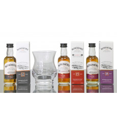 Bowmore Miniatures x 3 with Glass