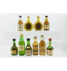 Brandy & Cognac Miniatures x 10 - Incl Martell 3 Star