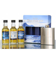 Talisker Skye, Storm & 10 Years Old Miniatures (3x5cl) and Hip Flask