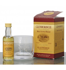 GLENMORANGIE 10 YEARS OLD MINIATURE & Branded GLASS