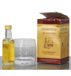 GLENMORANGIE 10 YEARS OLD MINIATURE & Branded GLASS