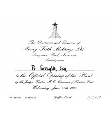 Bairds Malt - Moray Firth Maltings Ltd. 1969 Official Opening Invite Card