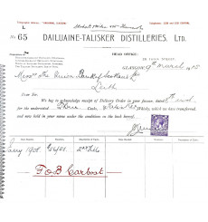 Dailuaine-Talisker Distillery Delivery Order 1915