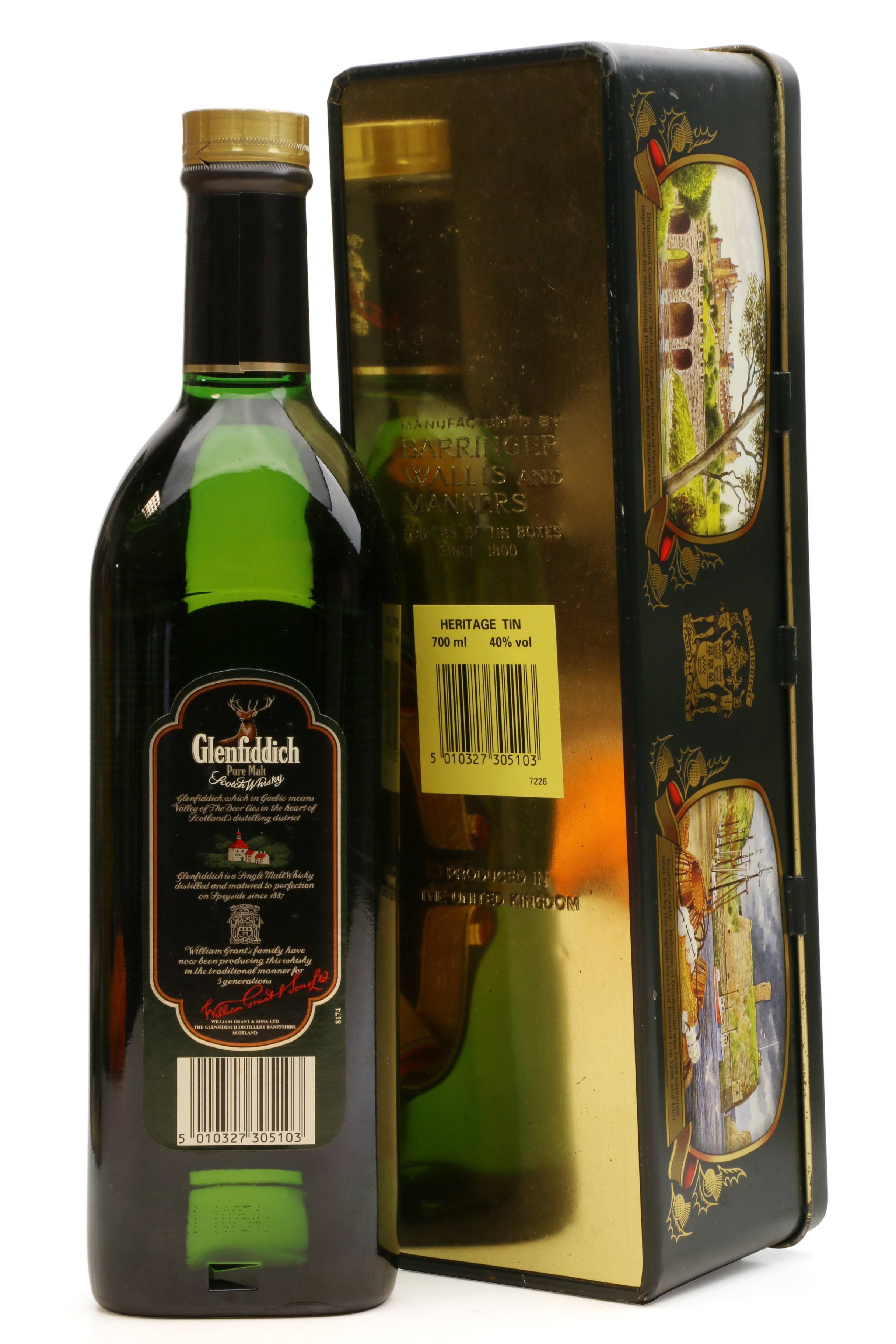 Vintage Barringer Glenfiddich Scotch Whisky Tin Drummond Clans Scottish Highland 