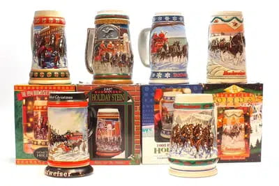 Budweiser Holiday Steins x6 For Auction