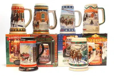 Budweiser Holiday Steins x6 For Auction