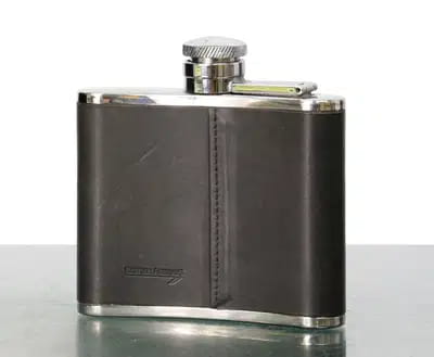 Concorde Grey Leather Hip Flask For Auction