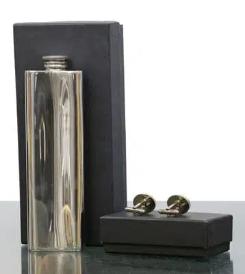 Macallan Hip Flask and Cufflinks  For Auction