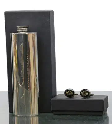 Macallan Hip Flask and Cufflinks  For Auction