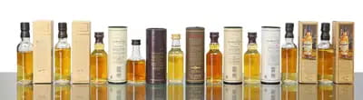 Assorted Blended Miniatures x 9 inc Balvenie 15 years old Single Barrel For Auction