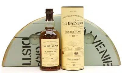 Balvenie 12 Years Old Double Wood (70cl), Decorative Stand with Nosing Glasses X2 For Auction