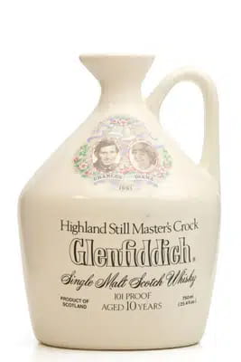 Glenfiddich 10 Years Old Masters Crock Commemorative Charles Diana 1981
