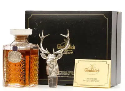 Glenfiddich 30 Years Old Edinburgh Crystal Decanter Silver Stags Head Decanter