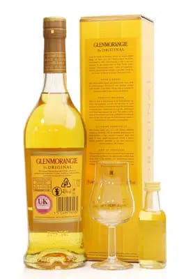 Glenmorangie 10 Years Old The Original 70cl, 10 Years Old Miniature 5cl & Glass For Auction