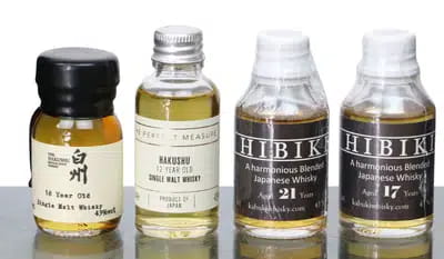 Hibiki 17, 21, Hakushu 12 & 18 Years Old | Japanese Sample Miniatures (4x 3cl) For Auction
