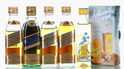 Johnnie Walker Blue 1997, 18 Years Old Gold & Blonde Miniatures | (x5) For Auction