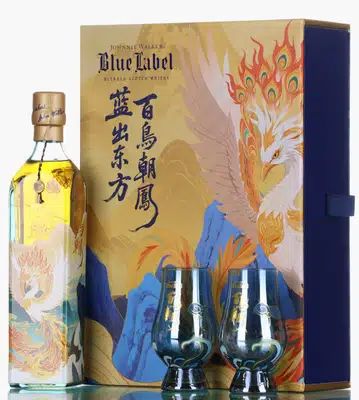 Johnnie Walker Blue Label Nine Phoenix Divine Beasts Gift Box Incl Glasses x2