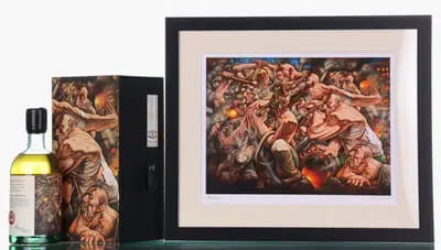 Macallan 33 Years Old 1989 | The World Is On Fire Series No.1 - Burnobennie X Peter Howson & Framed Print For Auction