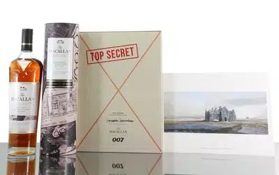 Macallan James Bond 60th Anniversary Release Decade 3 with Skyfall Lodge Print
