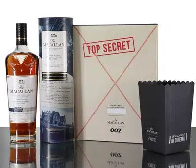 Macallan James Bond 60th Anniversary Release Decade 6 with Print Popcorn Boxes