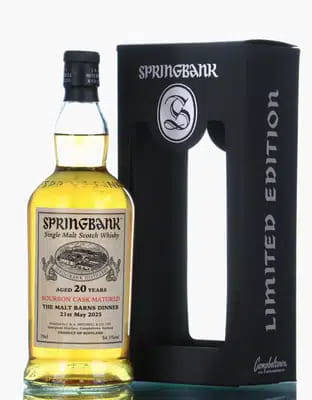 Springbank 20 Years Old 2004 2025 Malt Barns Dinner Bourbon Cask
