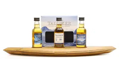 Talisker Skye, Storm & 10 Years Old Miniatures (3x5cl) and Decorative Stand For Auction
