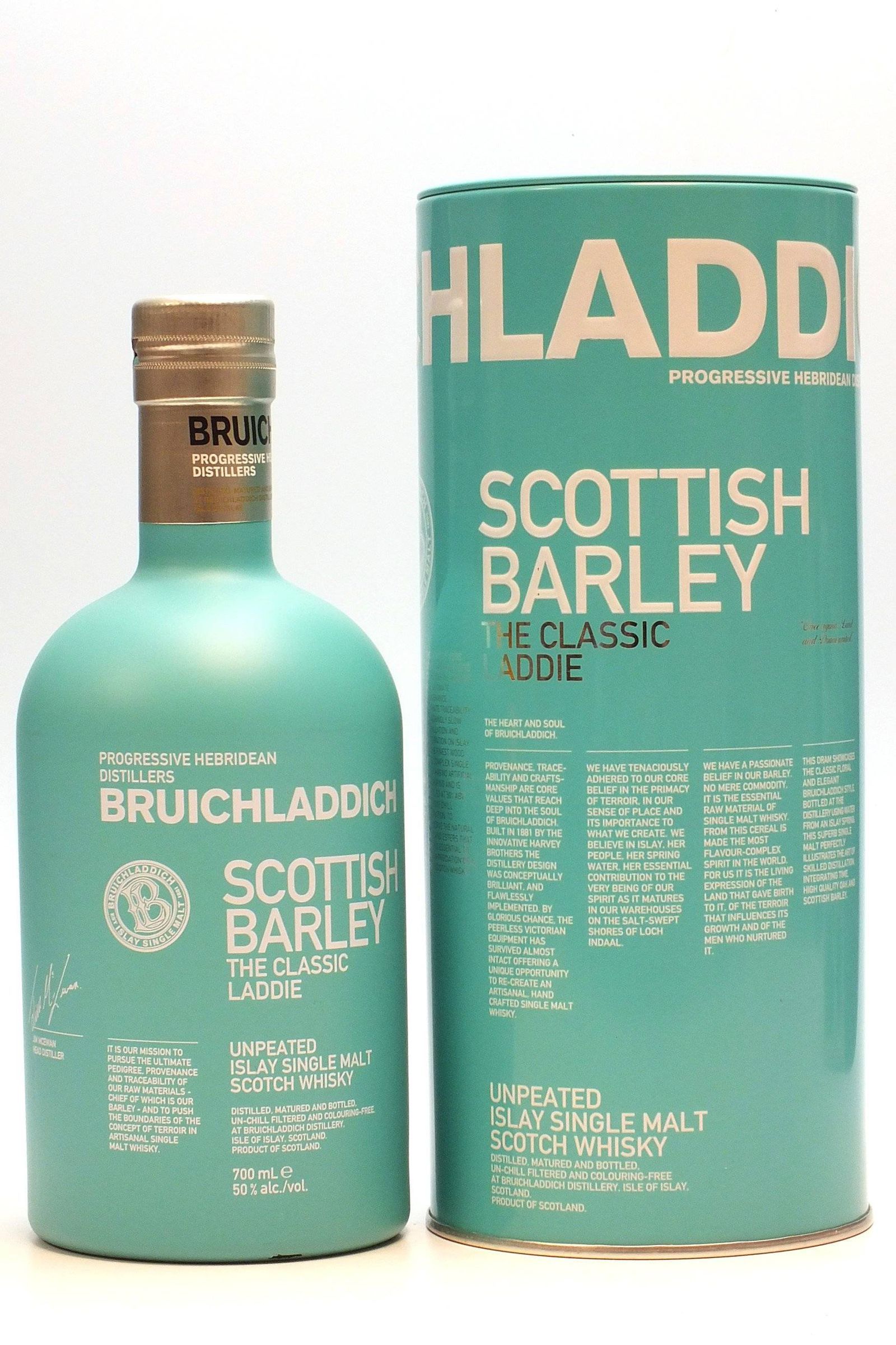 Bruichladdich The Classic Laddie Scottish Barley And Two Glasses