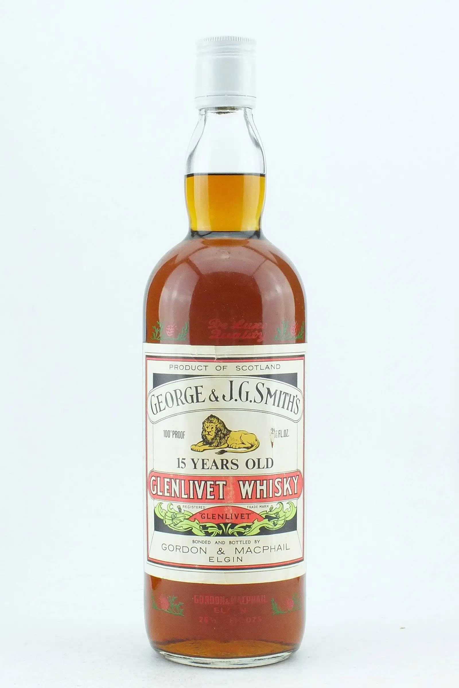Glenlivet 15 G M Flower Stencil 100 Proof 1970 S