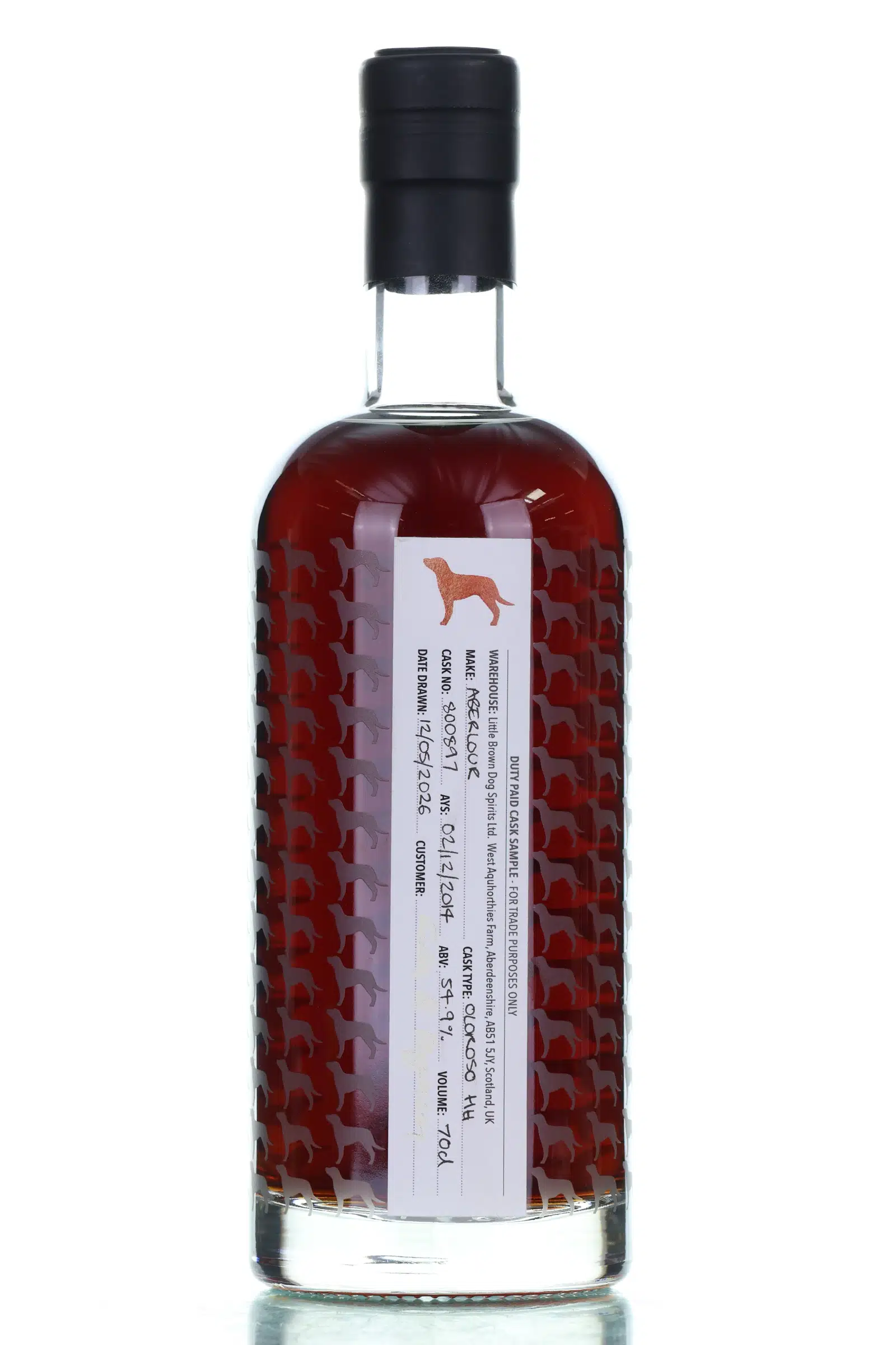 Aberlour 11 Year Old, Oloroso Cask, Cask #800897, 2014, Little Brown Dog, 54.9% whisky bottle