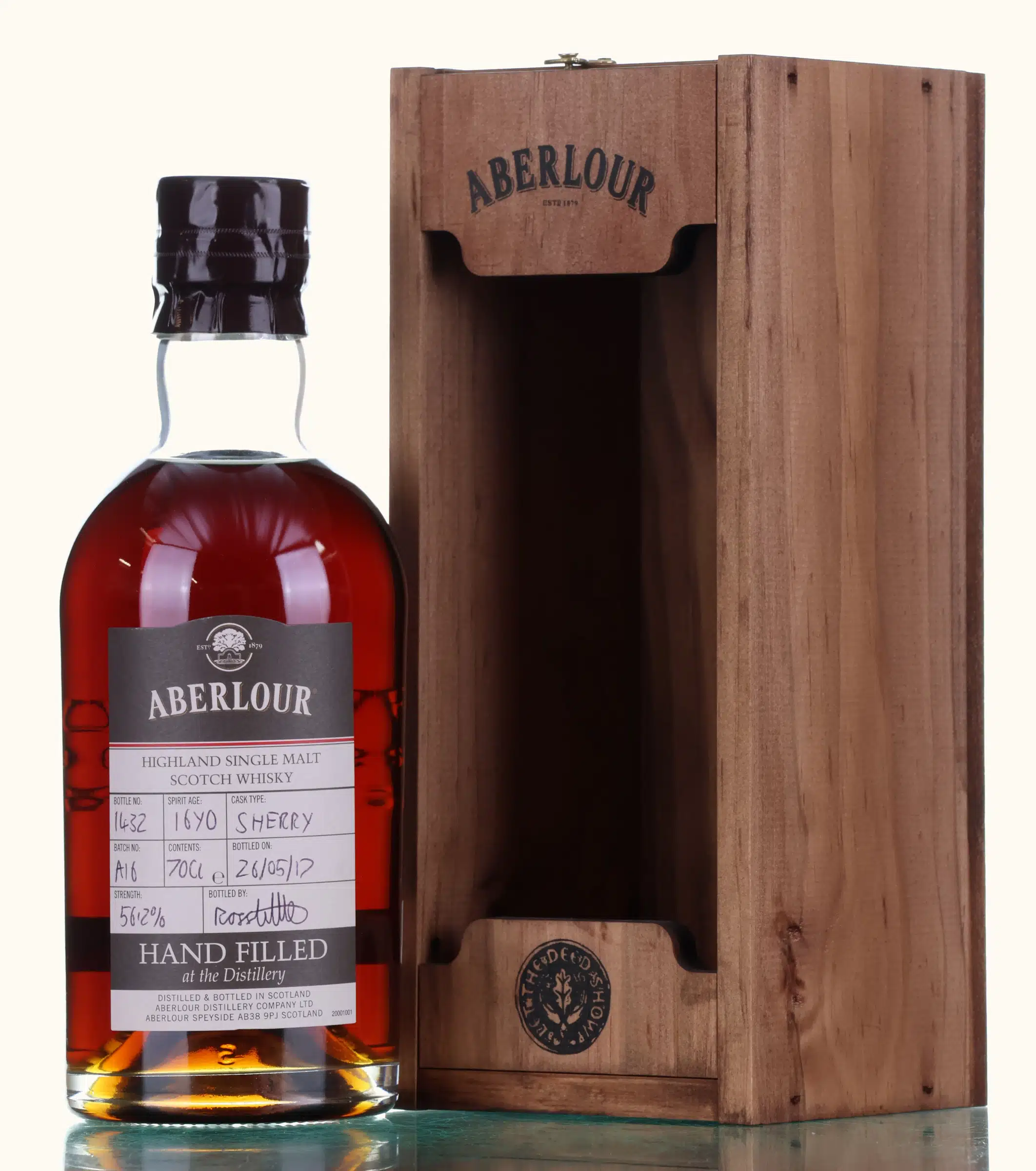 Aberlour Hand Filled Sherry Cask #16 Year Old, Batch No. A16, 2017, 56.2% whisky bottle