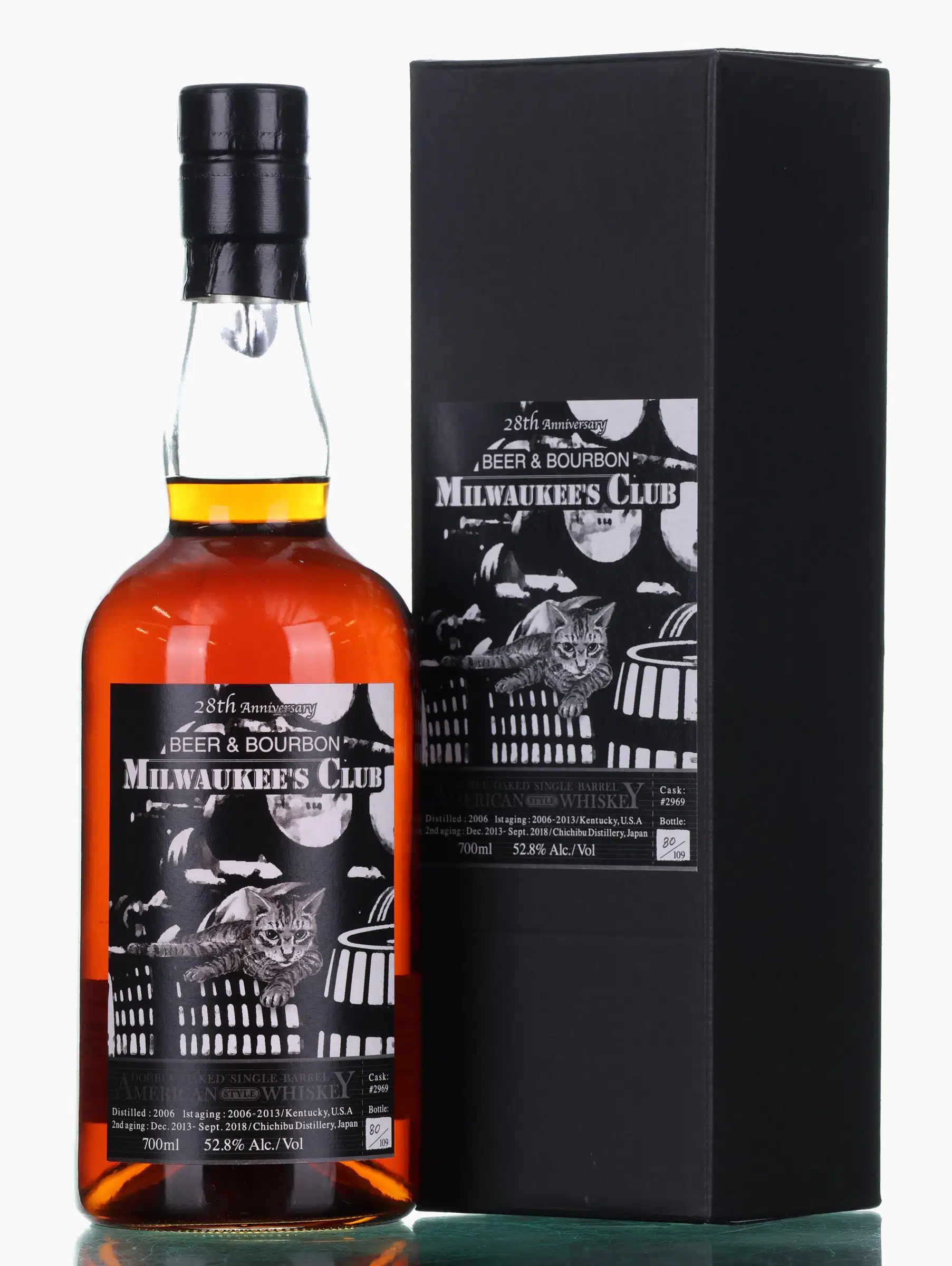 Chichibu Milwaukee's Club American Style Whiskey 12 Year Old, Bourbon & Refill Puncheon Cask, Cask #2969, 2006, Chichibu, 52.8% whisky bottle