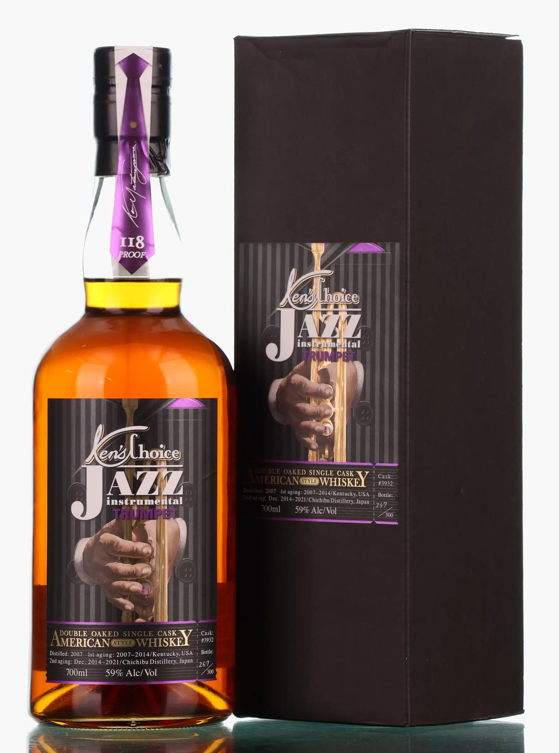 Chichibu Ken's Choice Jazz Instrumental Trumpet 14 Year Old, Kentucky & Chichibu Cask, Cask #3932, 2007, Chichibu, 59% whisky bottle