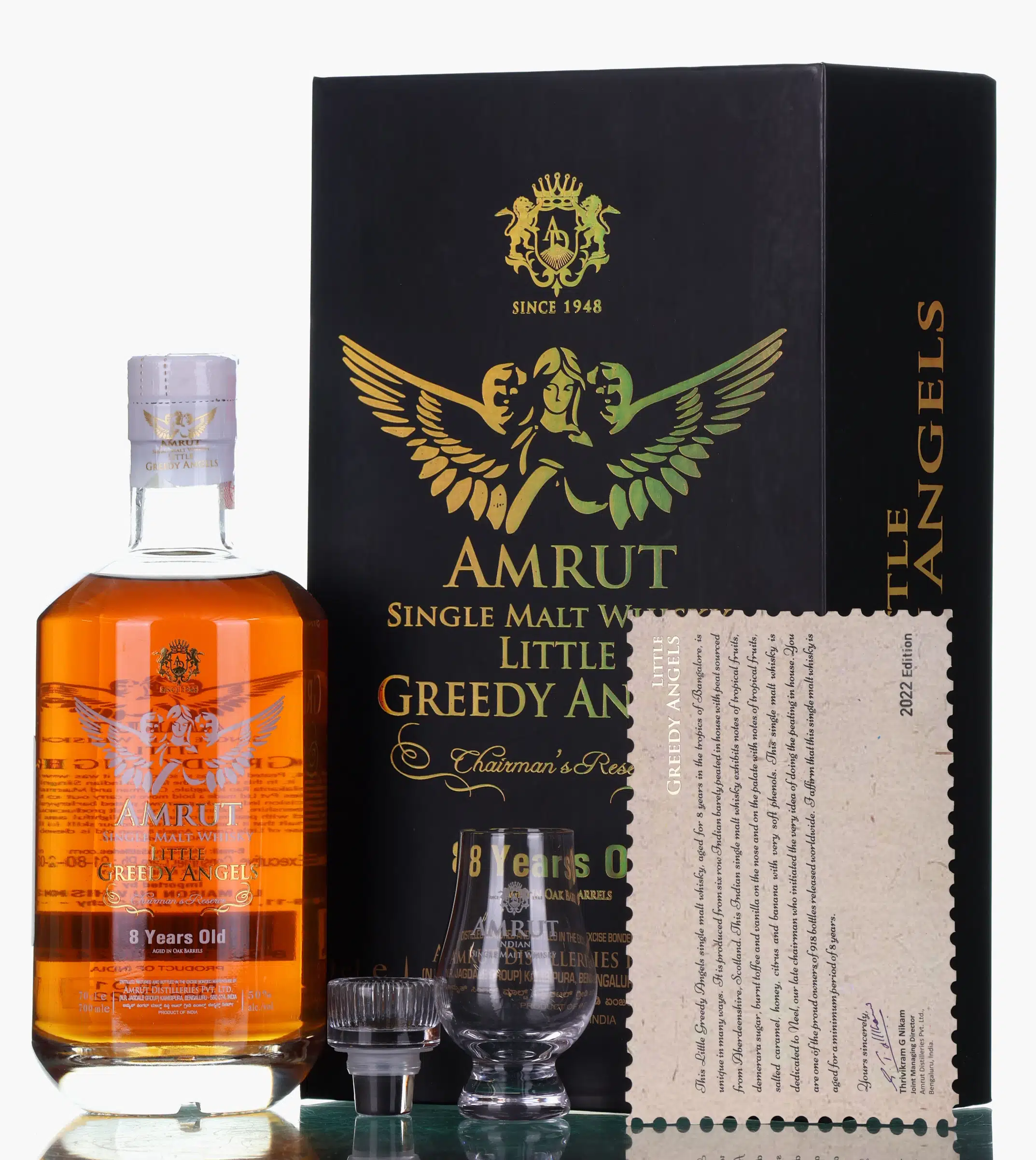 Amrut 8 Years Old Little Greedy Angels Chairman's Reserve, Batch 1, Sherry Cask, 2022, 50% whisky bottle