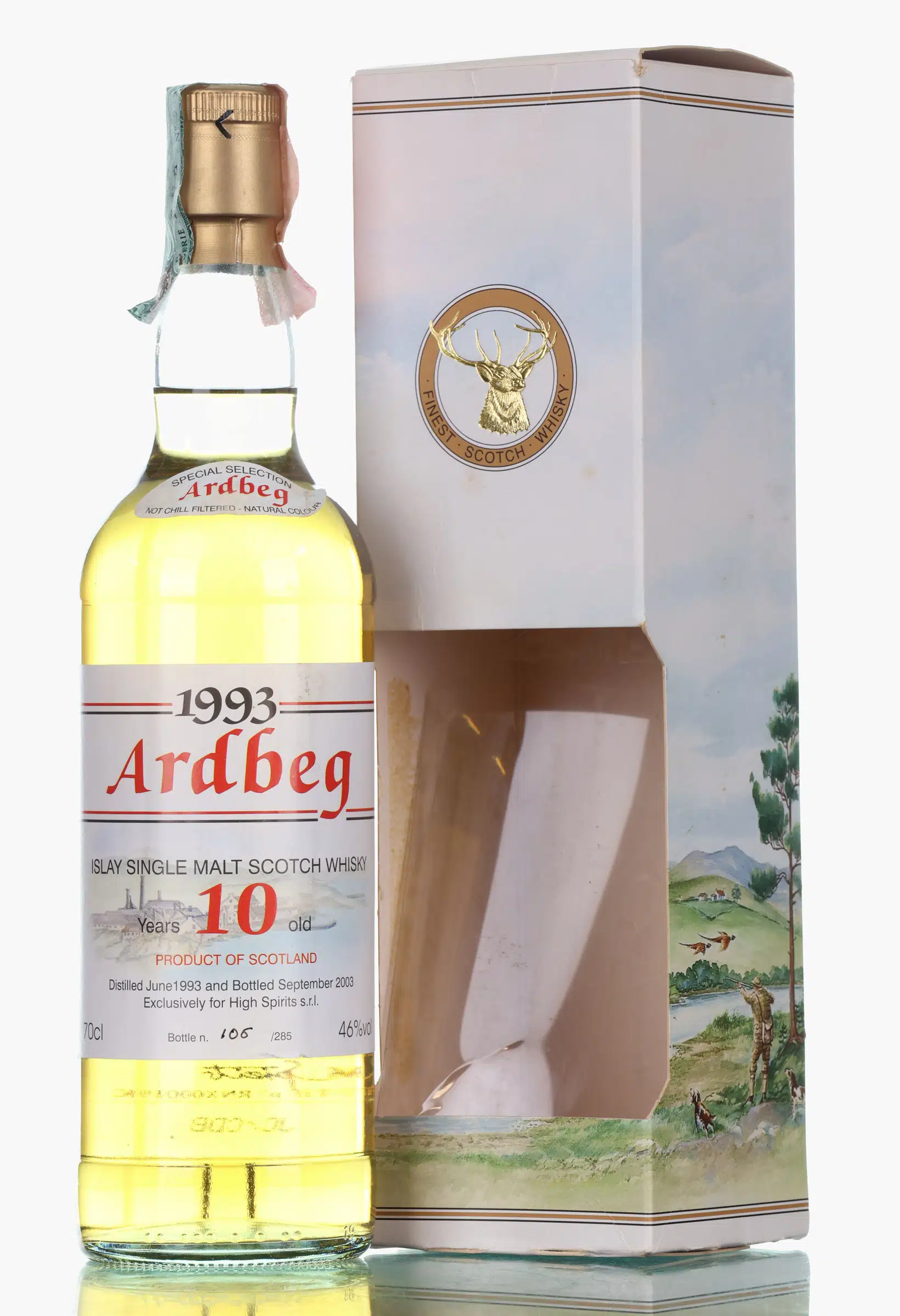 Ardbeg 10 Year Old, 1993, High Spirits s.r.l., 46% whisky bottle