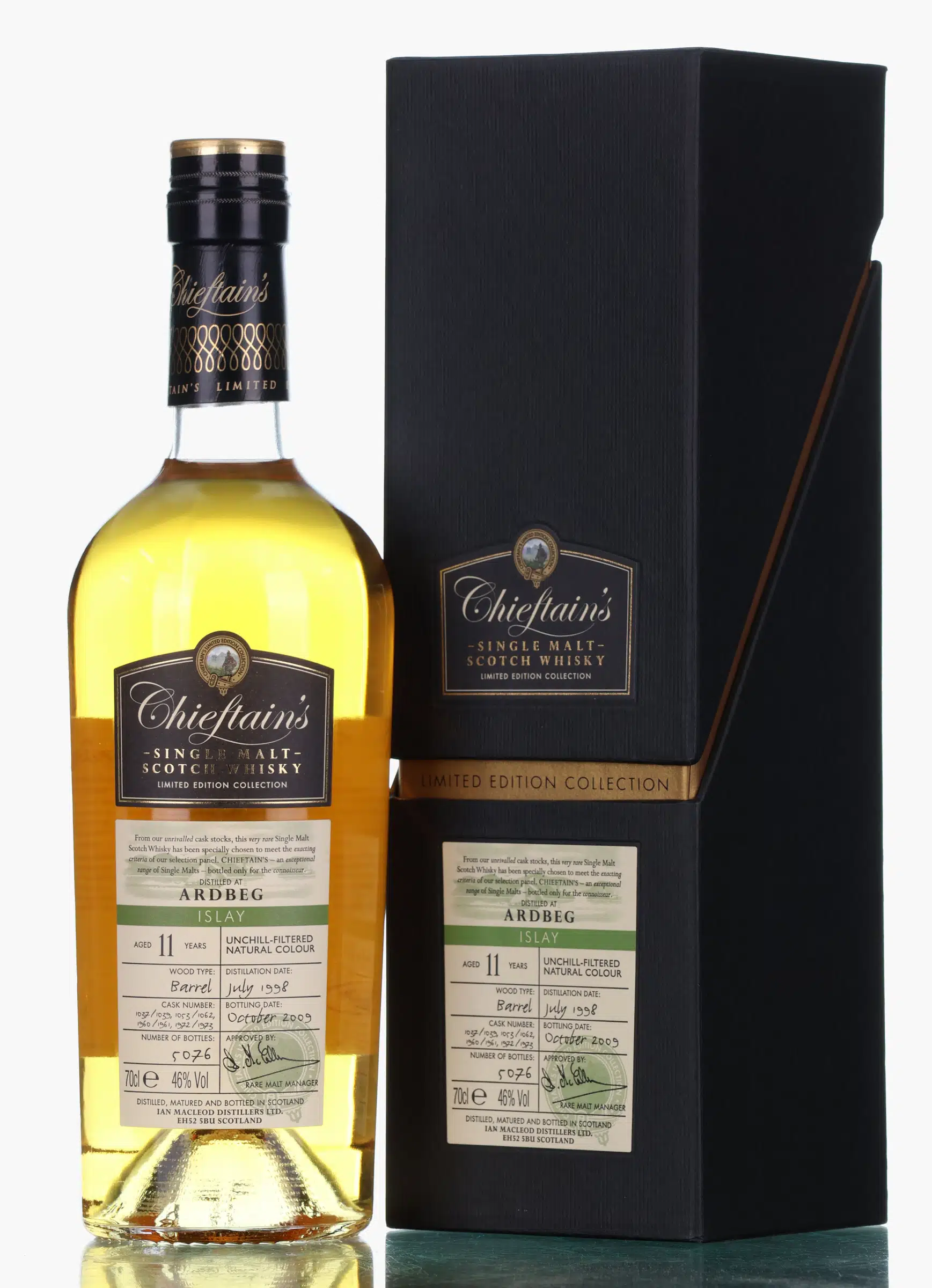 Ardbeg Chieftain's Limited Edition Collection 11 Year Old, Barrel Cask, Vintage 1998, Ian Macleod Distillers, 46% whisky bottle