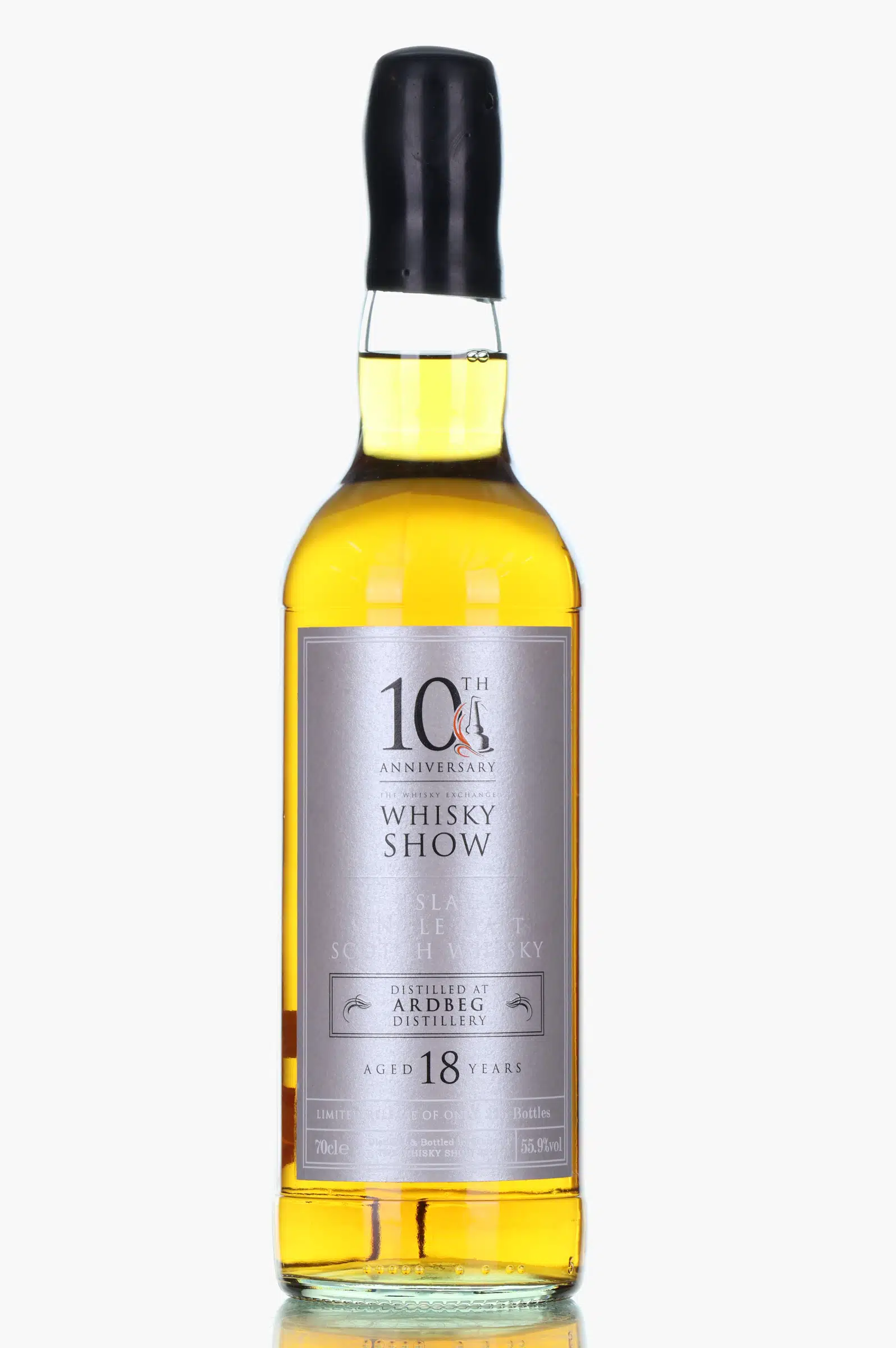 Ardbeg Whisky Show 10th Anniversary 18 Year Old, Sherry Cask, 2000, The Whisky Exchange, 55.9% whisky bottle