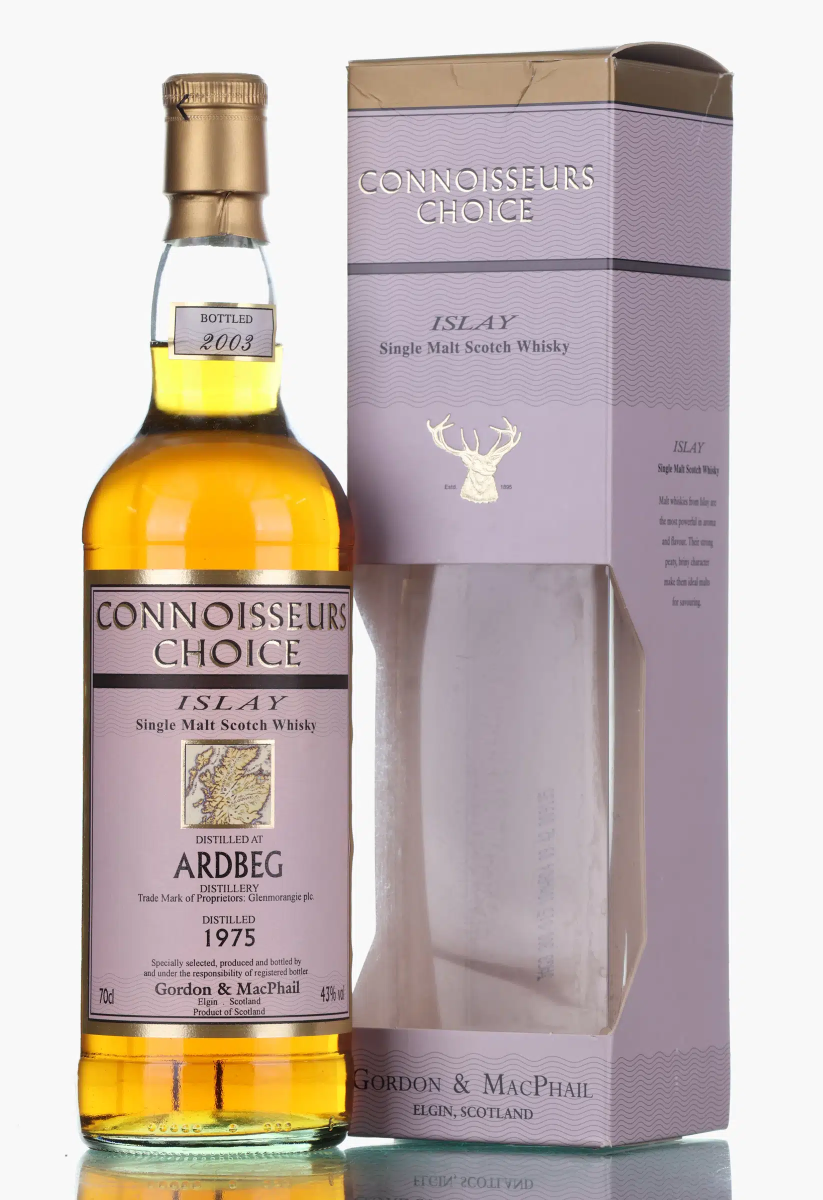 Ardbeg Connoisseurs Choice 28 Year Old, 1975, Gordon & MacPhail, 43% whisky bottle