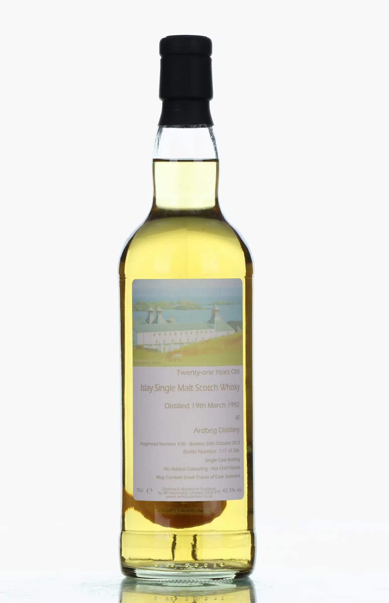 Ardbeg 21 Year Old, Hogshead Cask, Cask #430, 1992, Whiskybroker, 42.5% whisky bottle