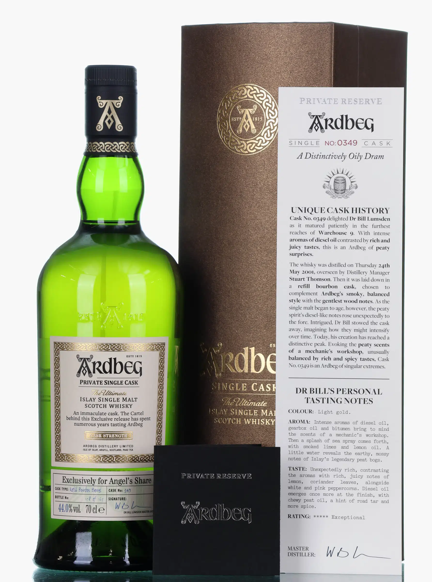 Ardbeg Angel's Share Private Single Cask 21 Year Old, Bourbon Cask, Cask #345, 2022, 44% whisky bottle