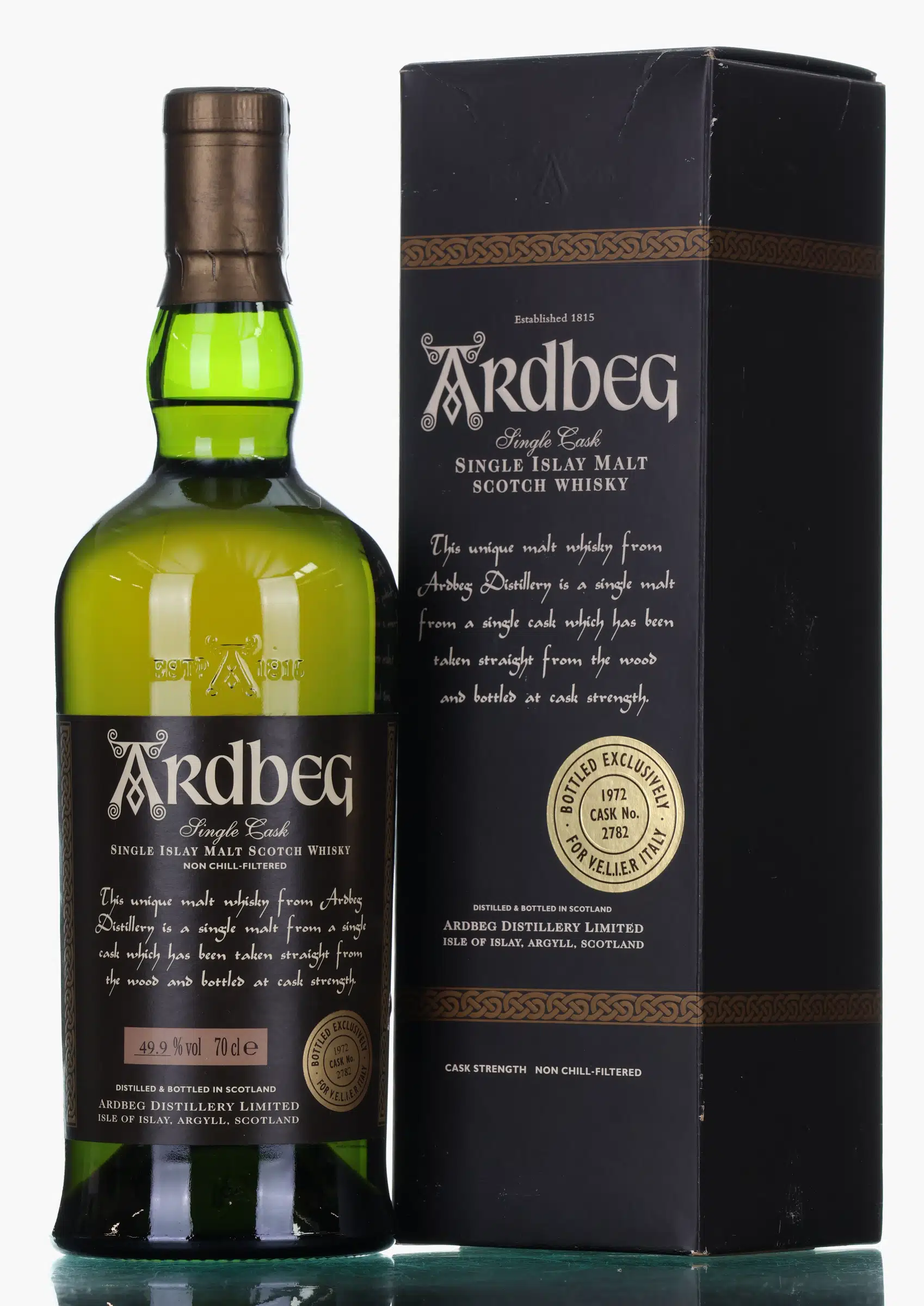 Ardbeg 1972 Single Cask #2782 For V.E.L.I.E.R Italy 31 Year Old, Oak Cask, Cask #2782, 2003, 49.9% whisky bottle