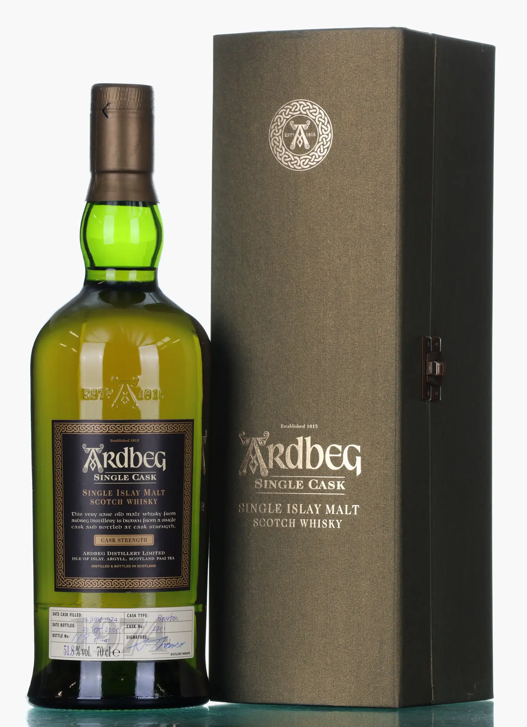Ardbeg Single Cask #31 Year Old, Bourbon Cask, Cask #2751, 2005, 51.8% whisky bottle