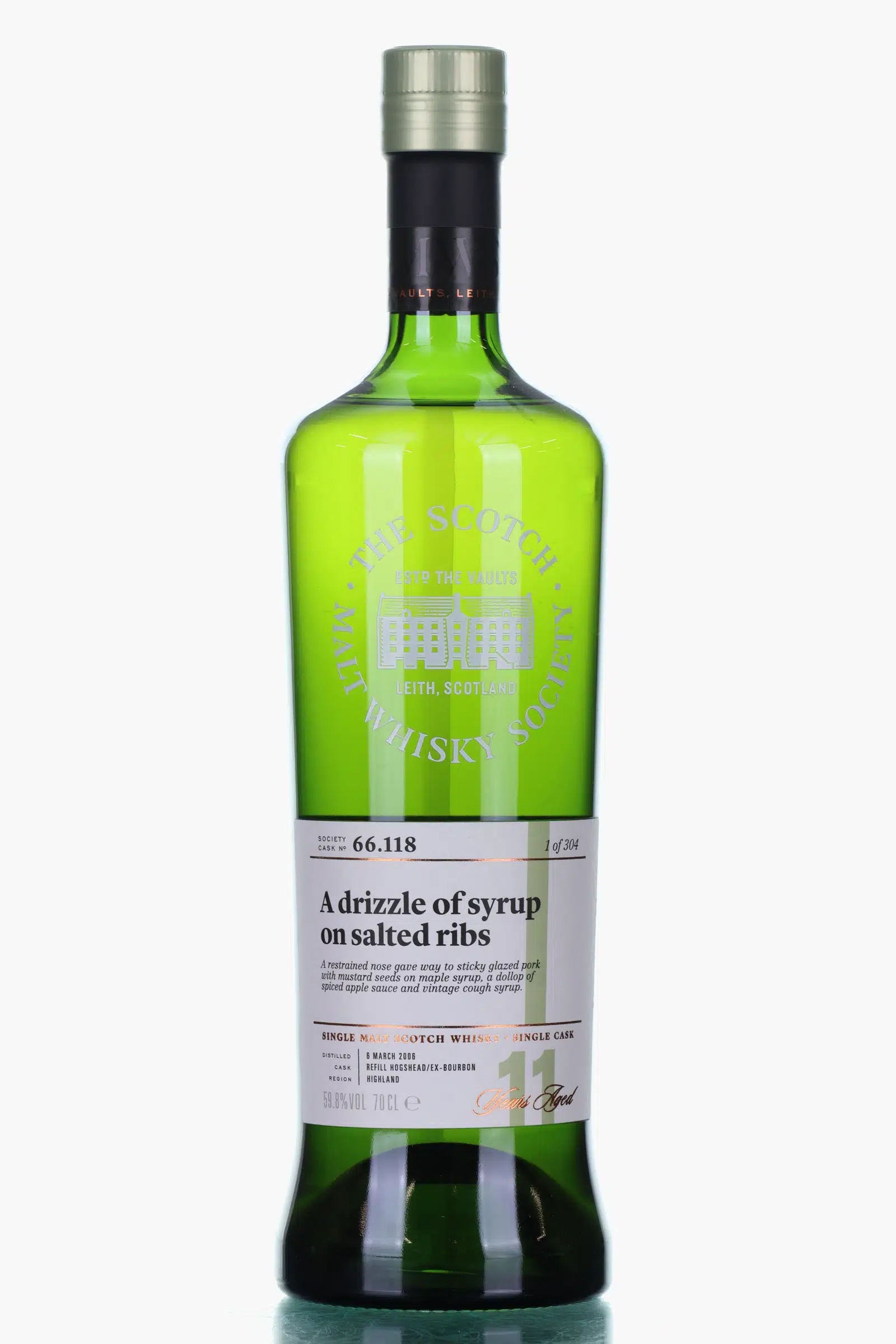 Ardmore 11 Year Old, Bourbon Hogshead Cask, Cask #66.118, 2006, The Scotch Malt Whisky Society, 59.8% whisky bottle
