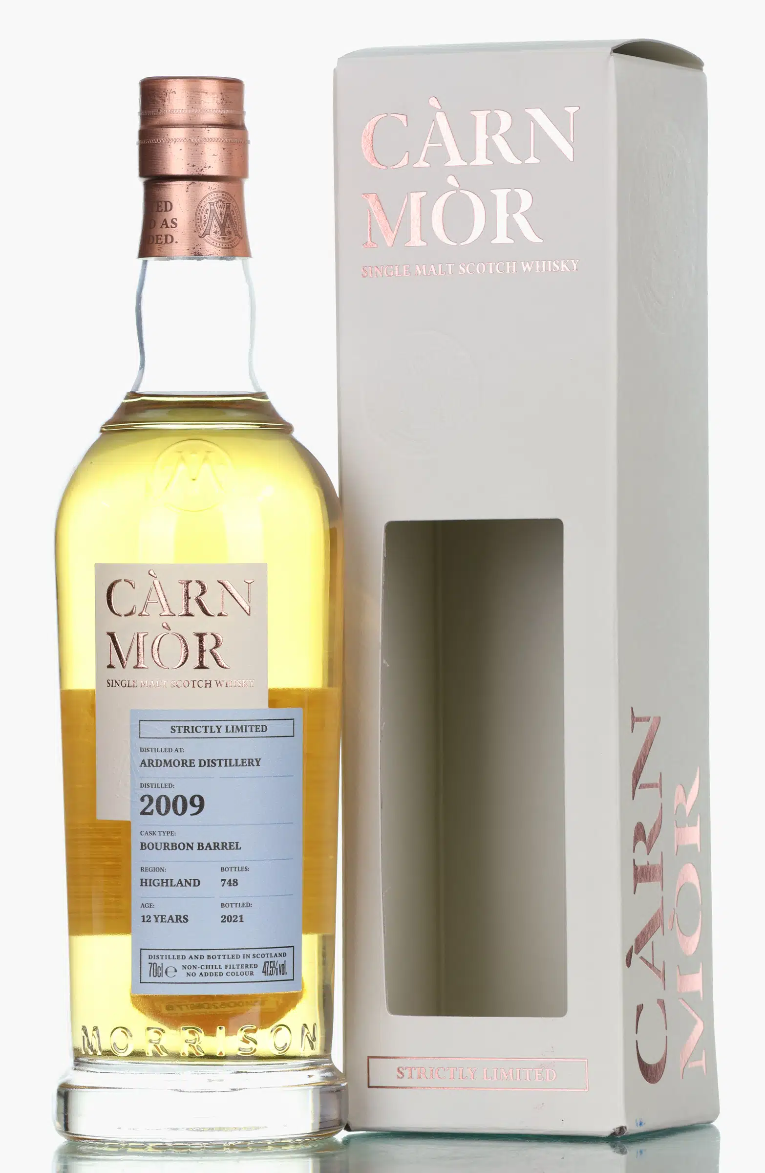 Ardmore Strictly Limited 12 Year Old, Bourbon Cask, 2009, Morrison Scotch Whisky Distillers, 47.5% whisky bottle