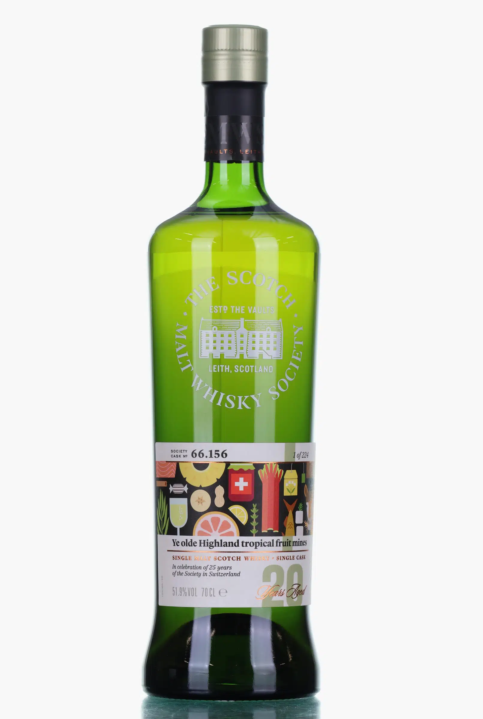 Ardmore Ye Olde Highland Tropical Fruit Mines 20 Year Old, Bourbon Cask, Cask #66.156, 1998, The Scotch Malt Whisky Society, 51.9% whisky bottle