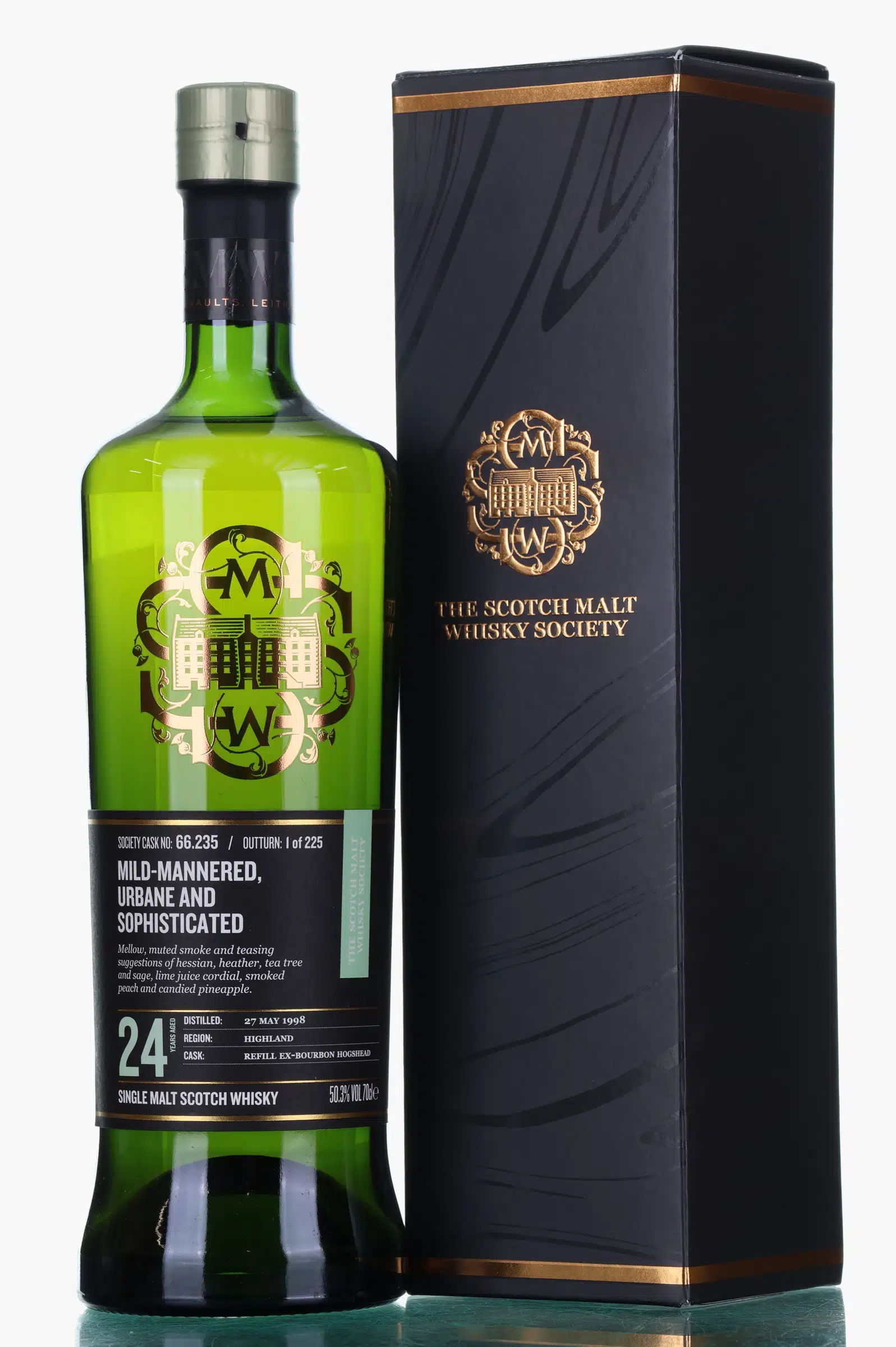 Ardmore Mild-Mannered, Urbane & Sophisticated 24 Year Old, Refill Ex-Bourbon Hogshead Cask, Cask #235, 1998, Scotch Malt Whisky Society, 50.3% whisky bottle