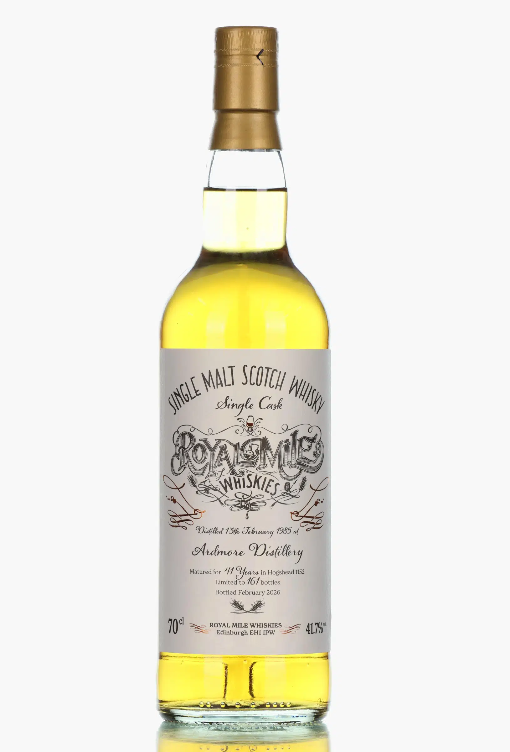 Ardmore 41 Year Old, Hogshead Cask, Cask #1152, 1985, Royal Mile Whiskies, 41.7% whisky bottle