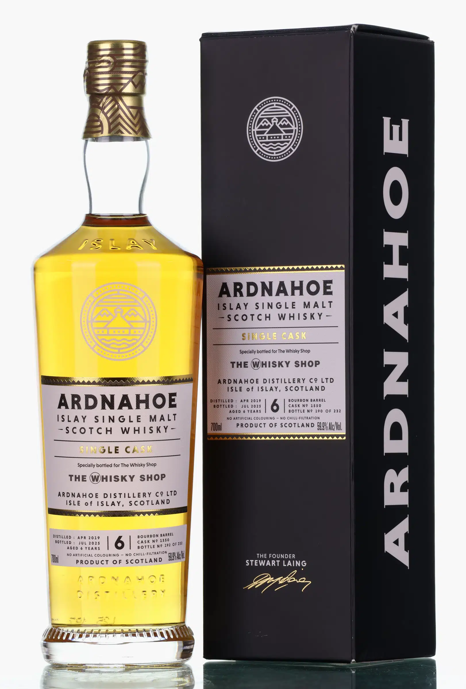Ardnahoe 6 Year Old, Bourbon Cask, Cask #1550, 2025, 59.9% whisky bottle